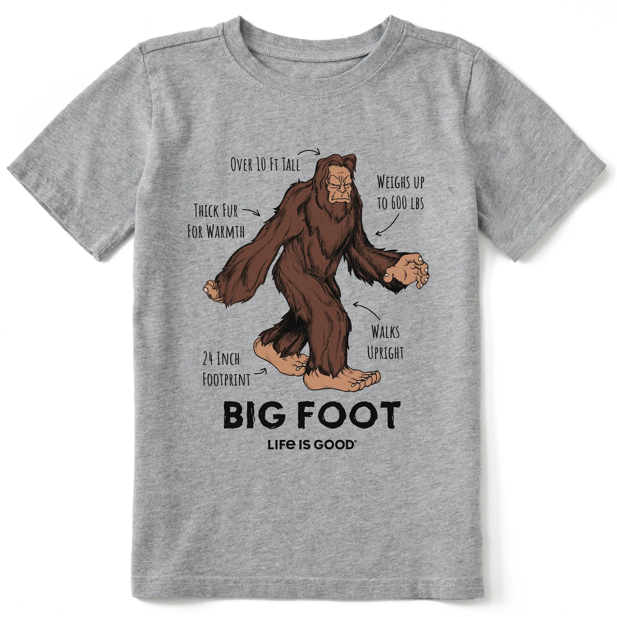Kids Big Foot Facts Short Sleeve Crusher Tee Life is Good