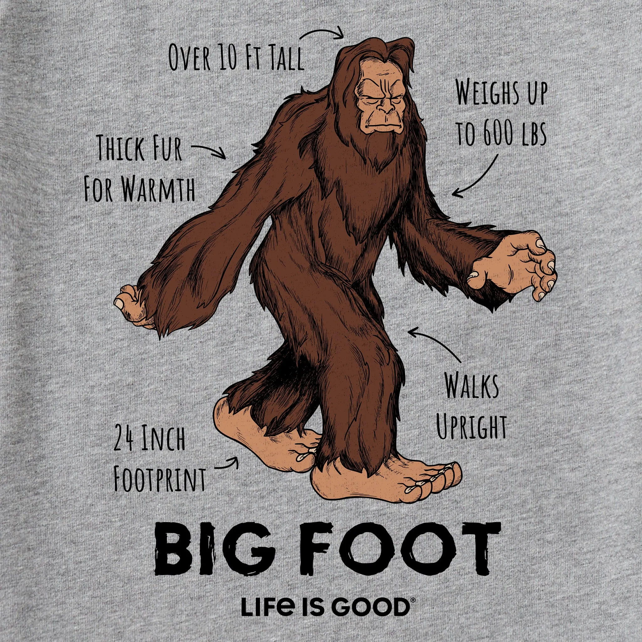 Kids Big Foot Facts Short Sleeve Crusher Tee Life is Good