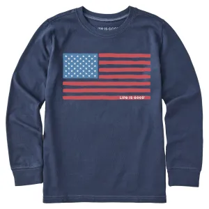 Kids Big Kids US Flag Long Sleeve Crusher Tee Life is Good