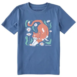 Kids Big Stretch Cat Short Sleeve Crusher Tee Life is Good