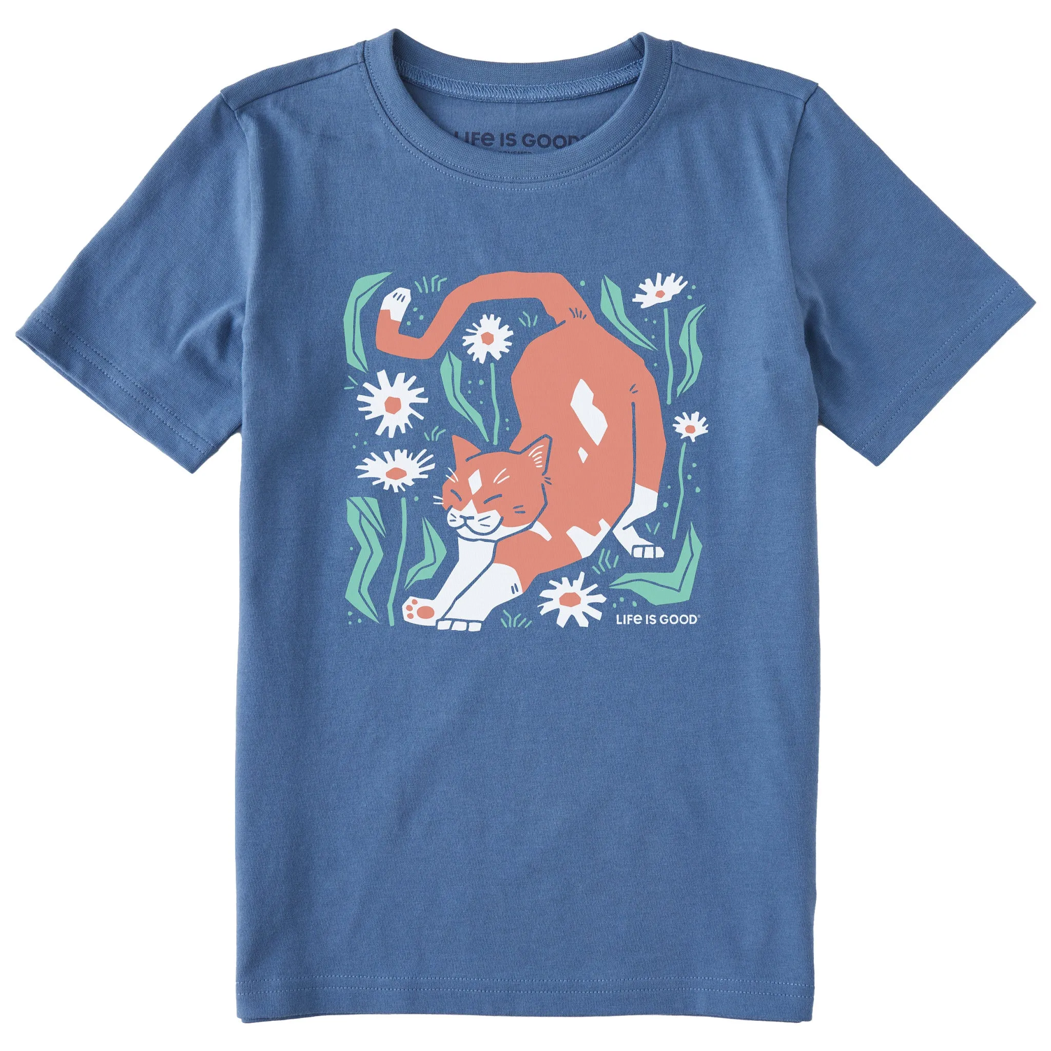 Kids Big Stretch Cat Short Sleeve Crusher Tee Life is Good
