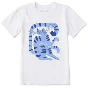 Kids Blue Cat Short Sleeve Crusher Tee Life is Good