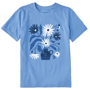 Kids Blue Daisies Short Sleeve Crusher Tee Life is Good