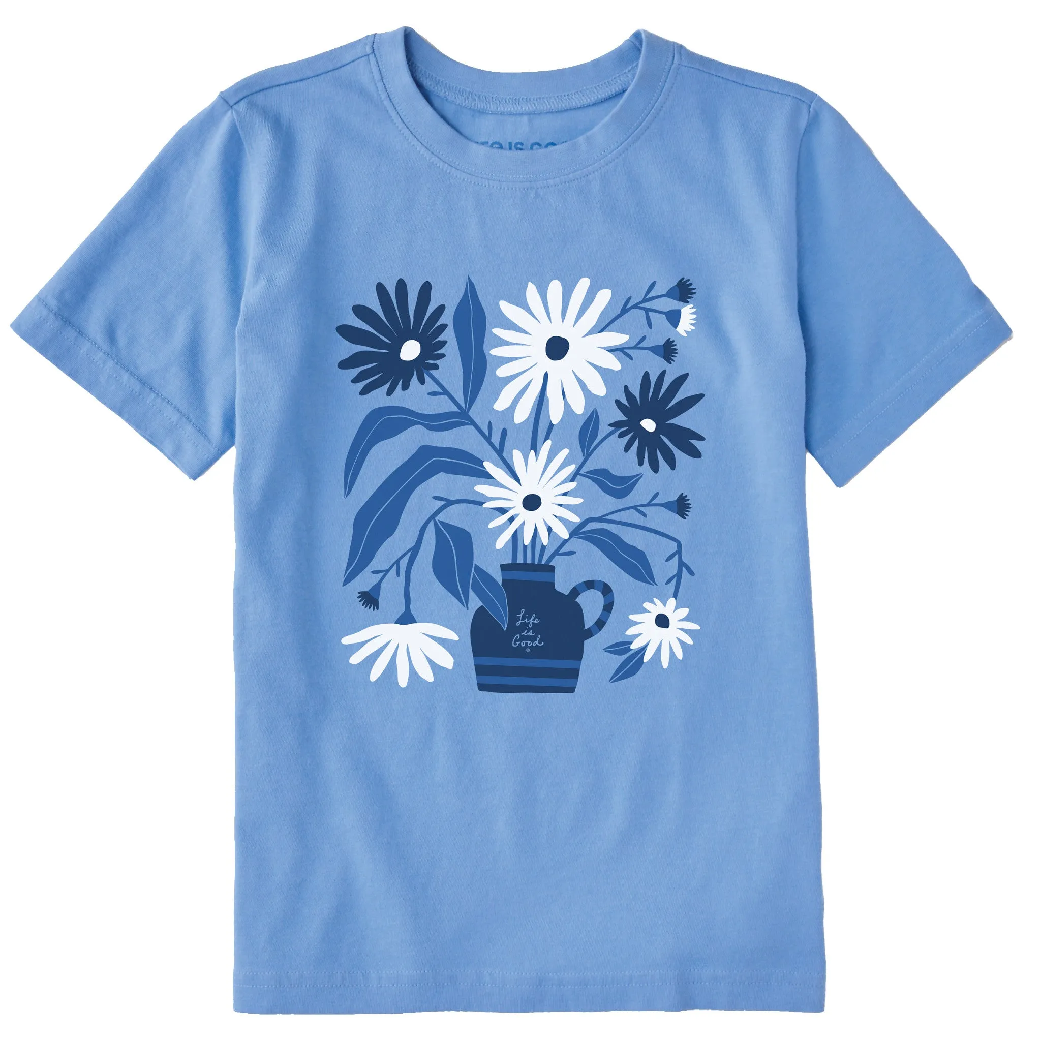 Kids Blue Daisies Short Sleeve Crusher Tee Life is Good