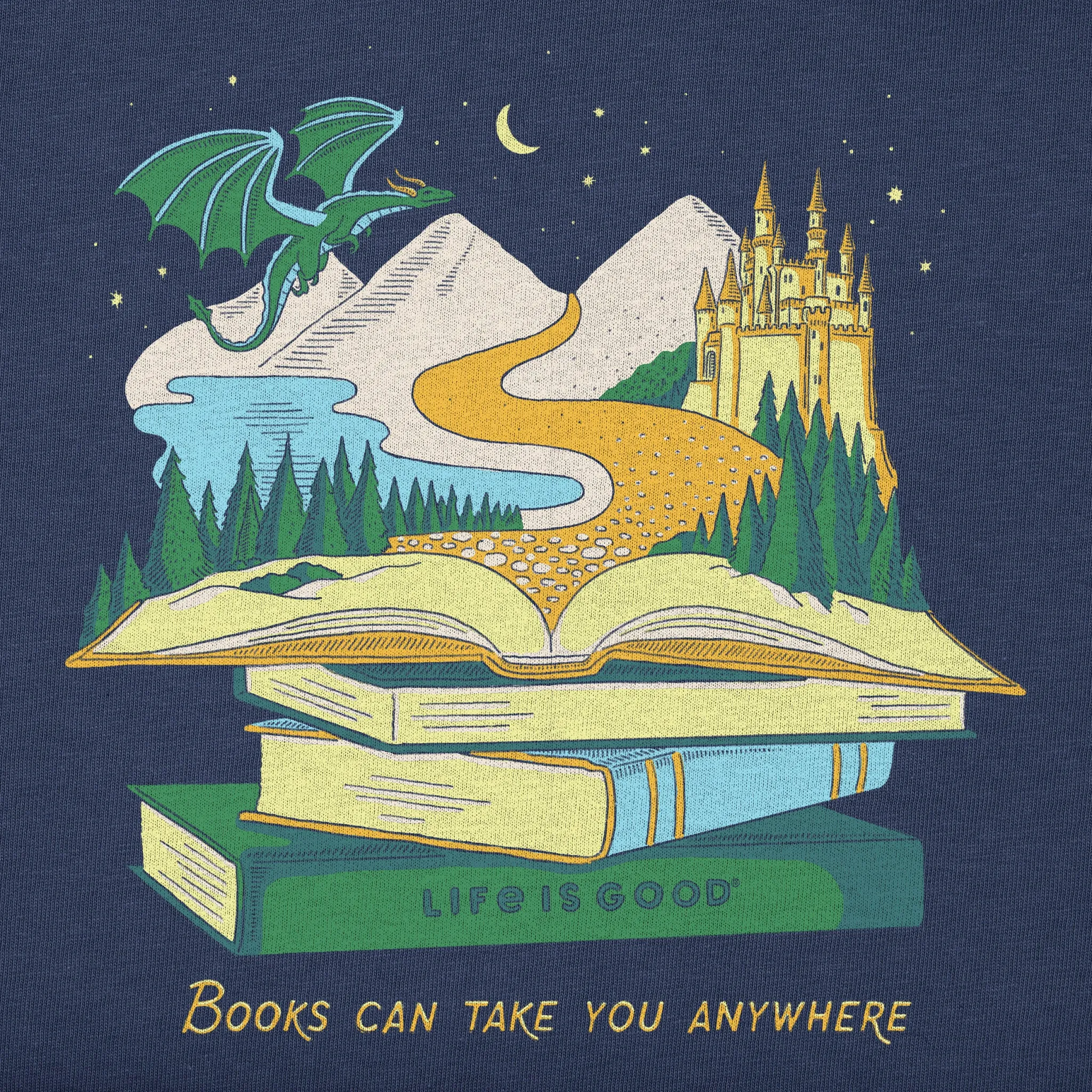 Kids Books Can Take You Anywhere Short Sleeve Crusher Tee Life is Good