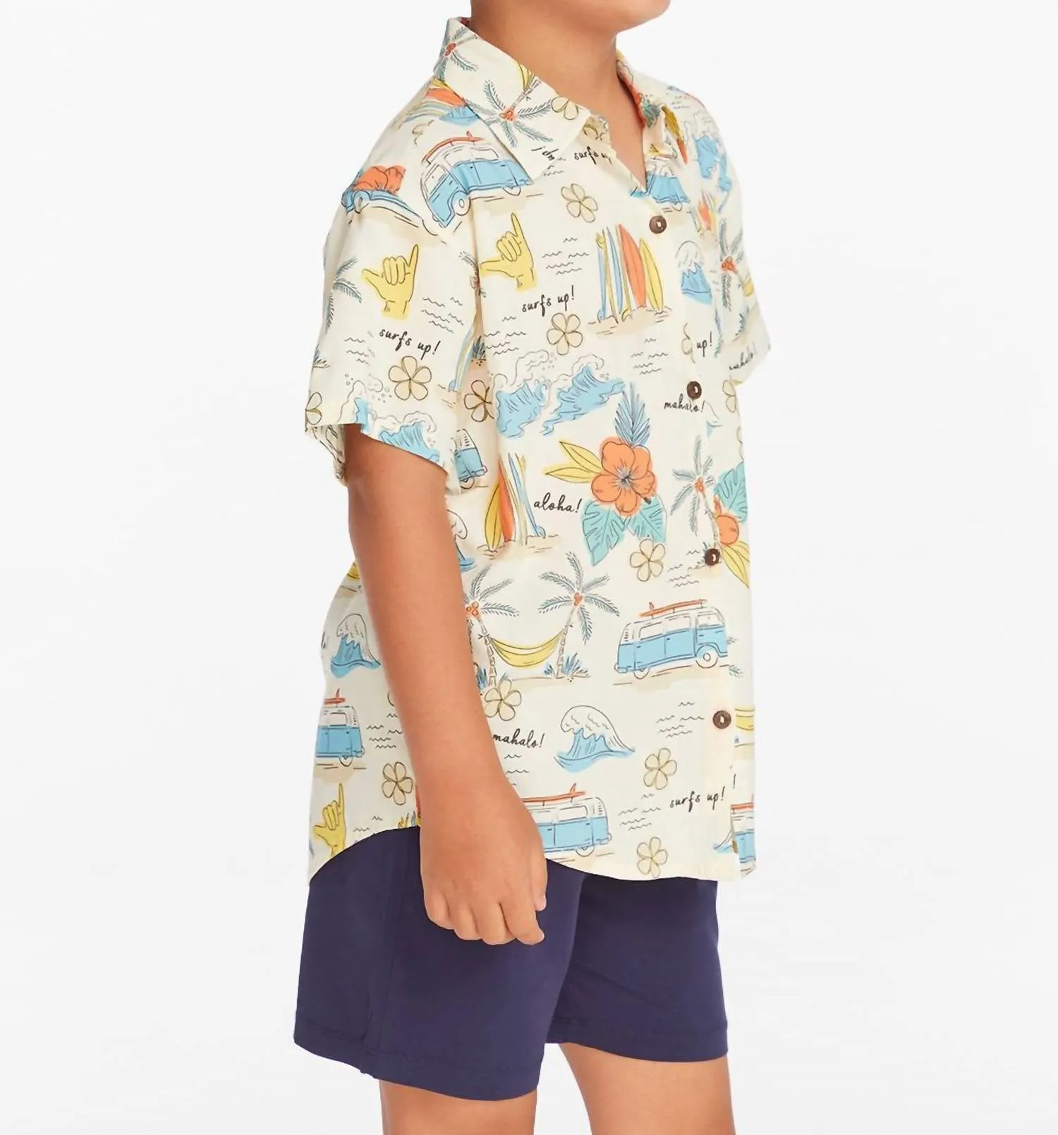 Kids Boys Surfs Up Shirt In White