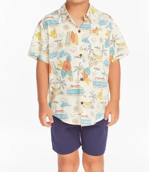 Kids Boys Surfs Up Shirt In White
