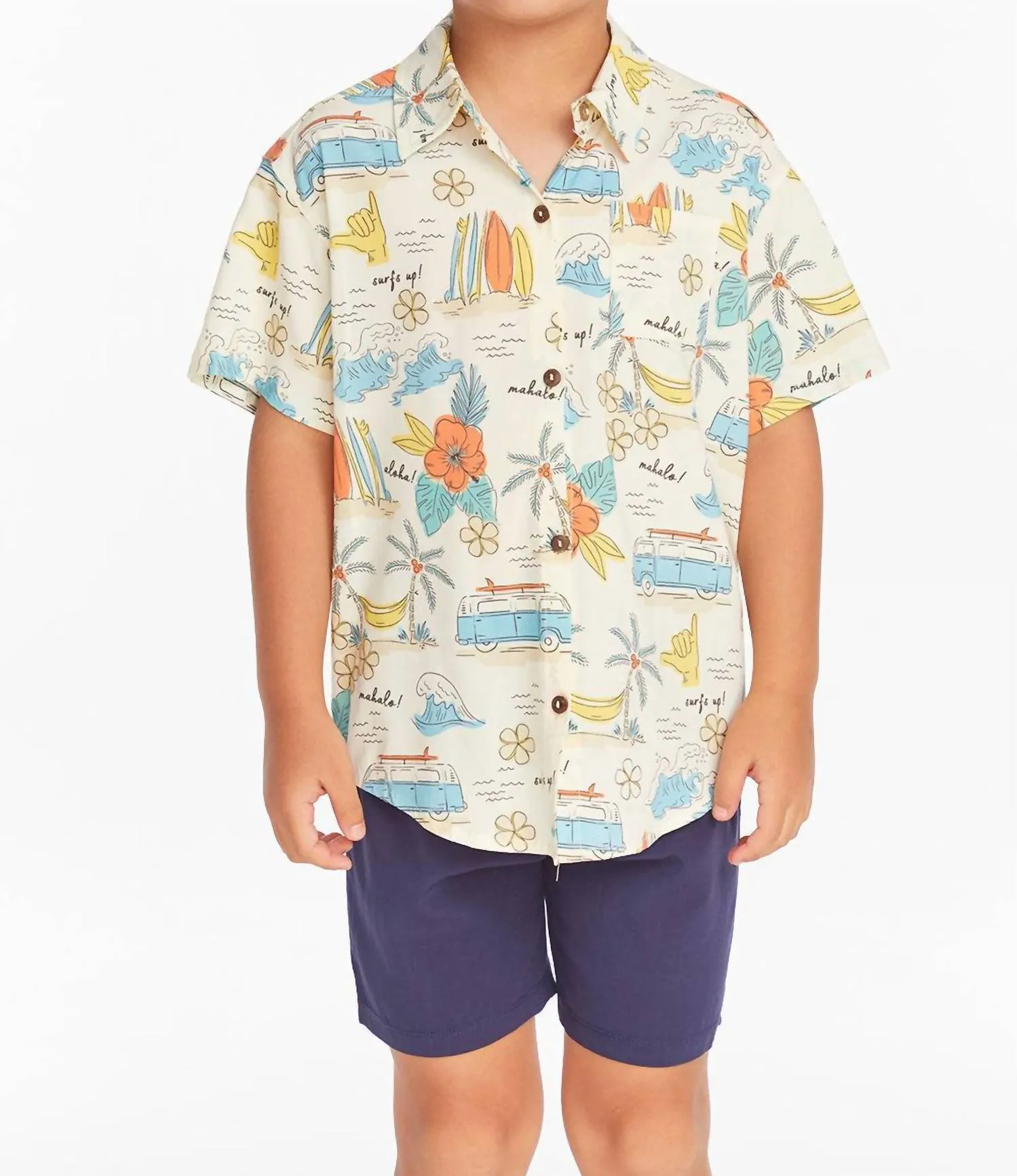 Kids Boys Surfs Up Shirt In White