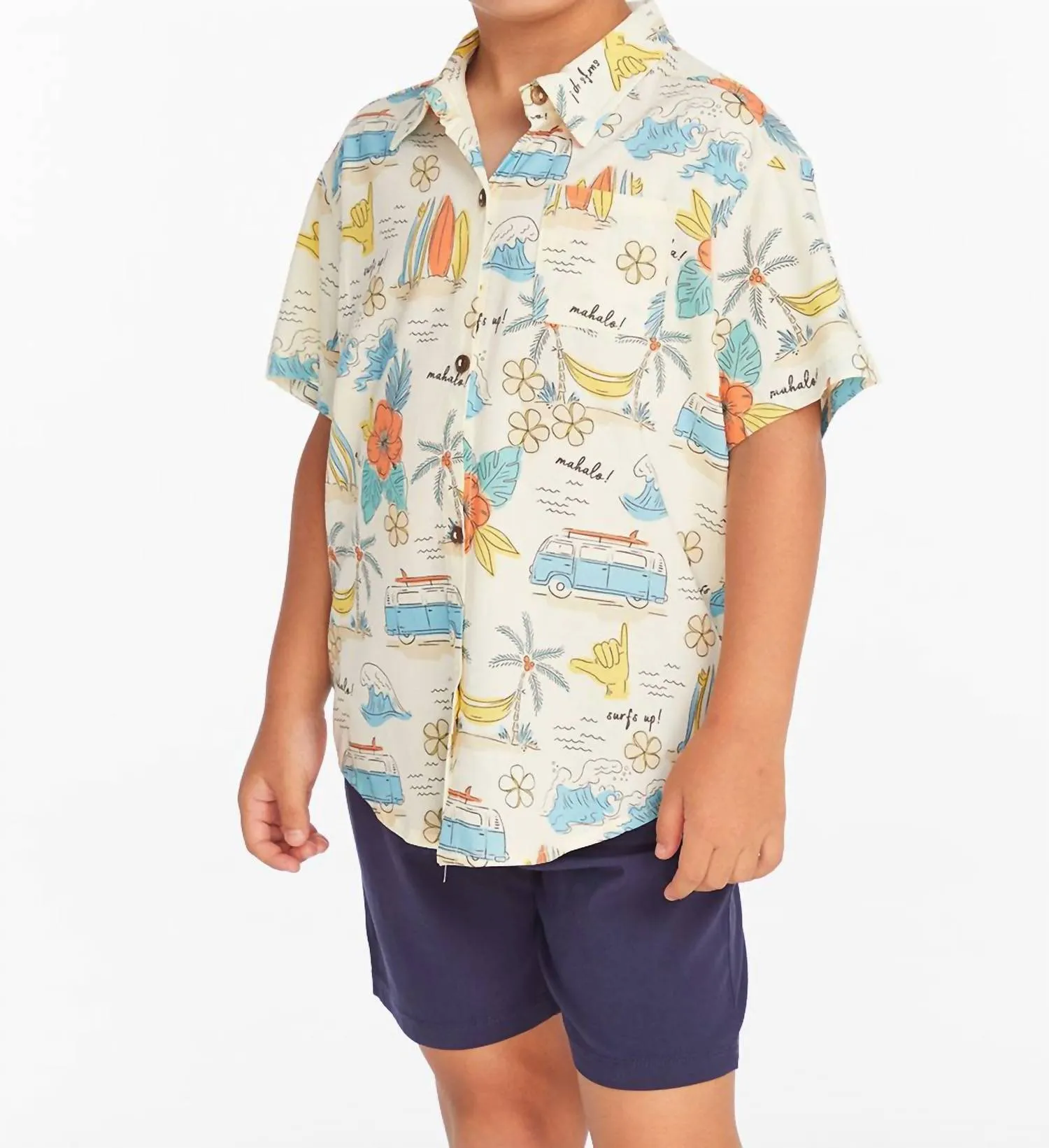 Kids Boys Surfs Up Shirt In White