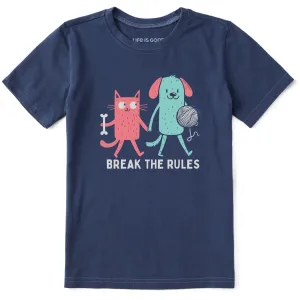 Kids Break the Rules Cat & Dog Short Sleeve Crusher Tee Life is Good