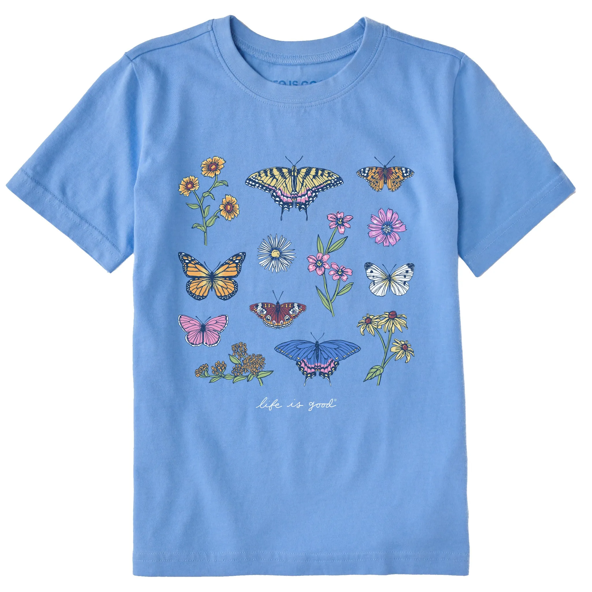 Kids Butterflies and Wildflowers Short Sleeve Crusher Tee Life is Good