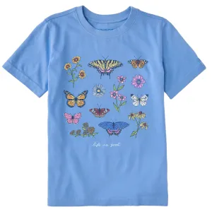 Kids Butterflies and Wildflowers Short Sleeve Crusher Tee Life is Good