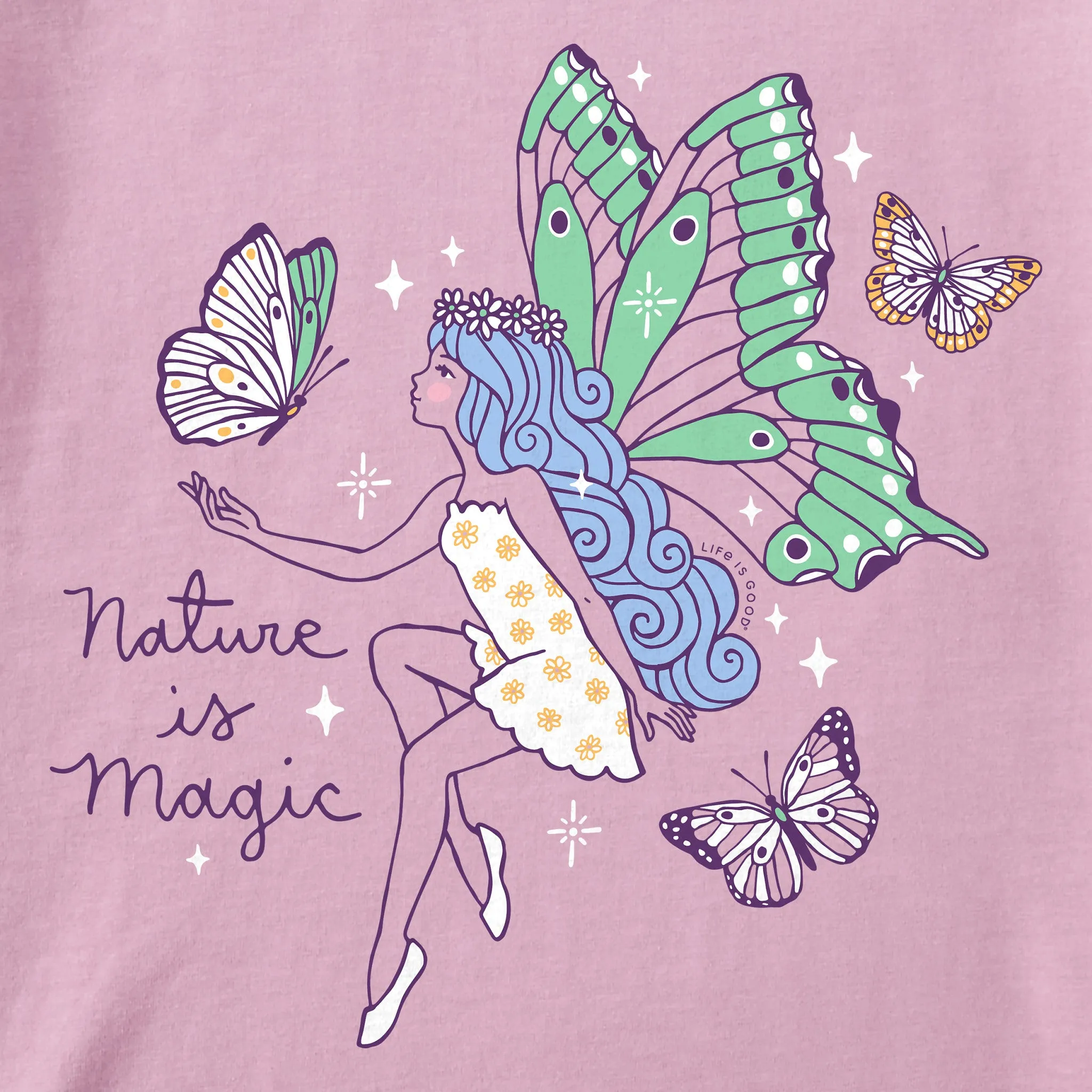 Kids Butterfly Fairy Nature is Magic Short Sleeve Crusher Tee Life is Good