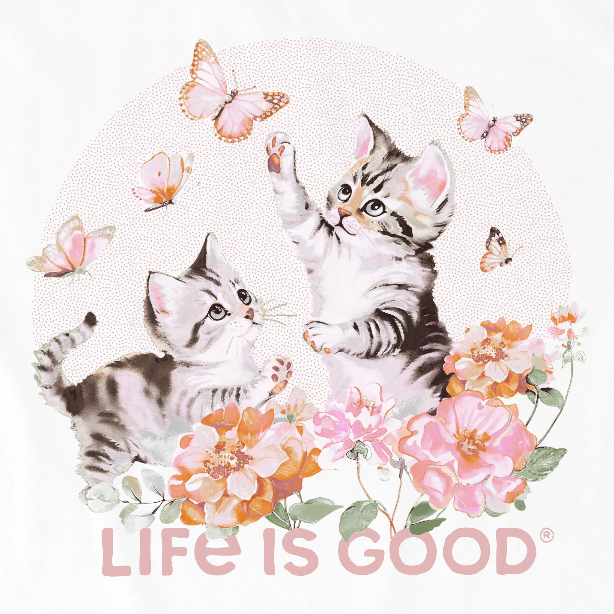 Kids Butterfly Kittens Short Sleeve Crusher Tee Life is Good