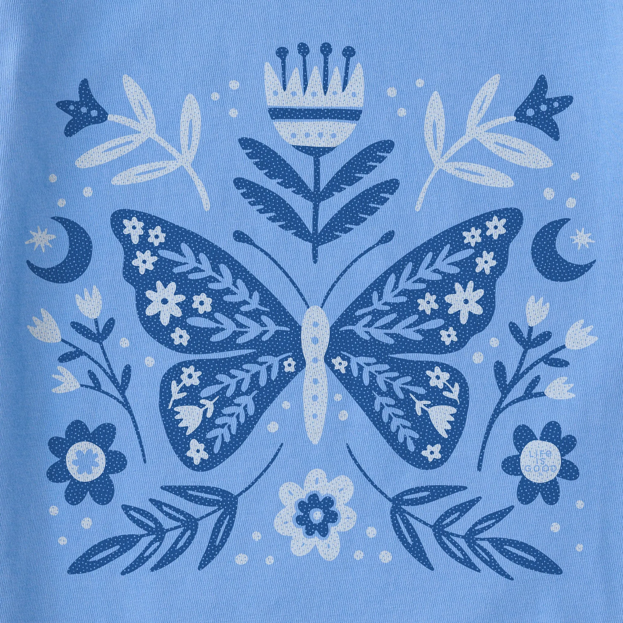 Kids Butterfly Pattern Short Sleeve Crusher Tee Life is Good