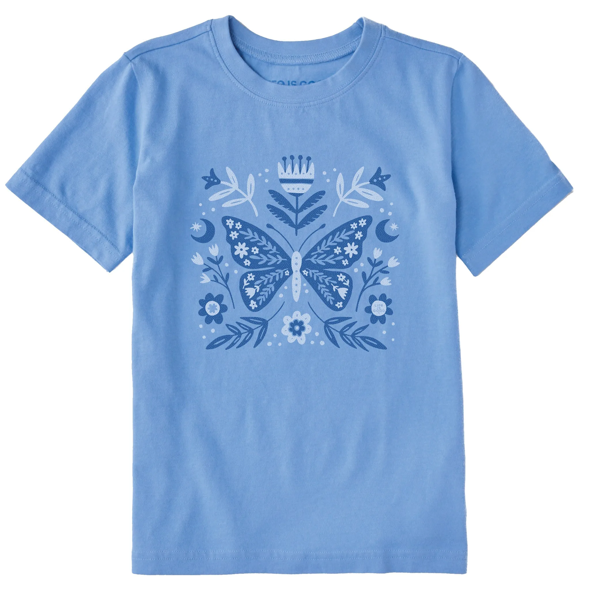 Kids Butterfly Pattern Short Sleeve Crusher Tee Life is Good