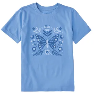 Kids Butterfly Pattern Short Sleeve Crusher Tee Life is Good