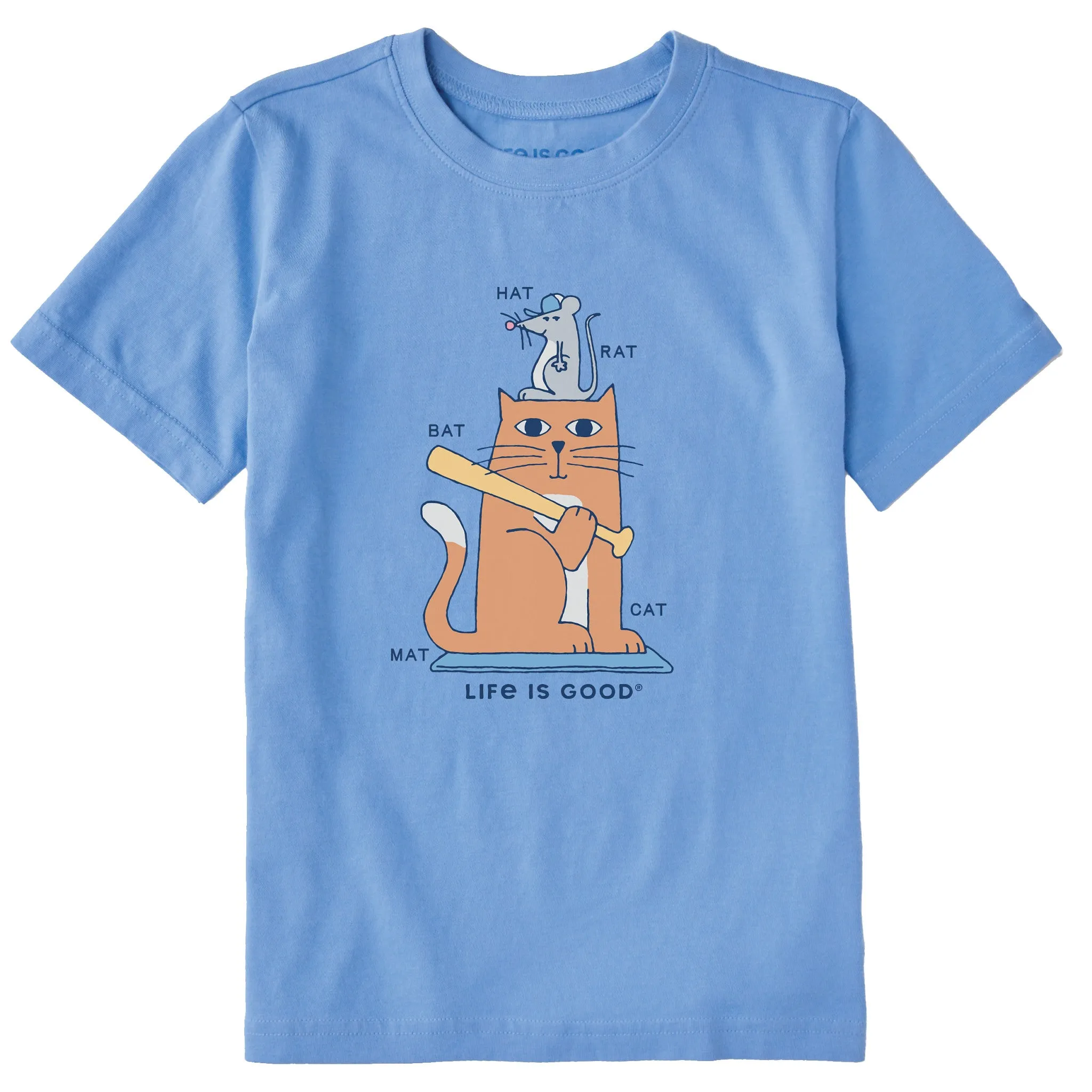 Kids Cat and Rat on a Mat Short Sleeve Crusher Tee Life is Good
