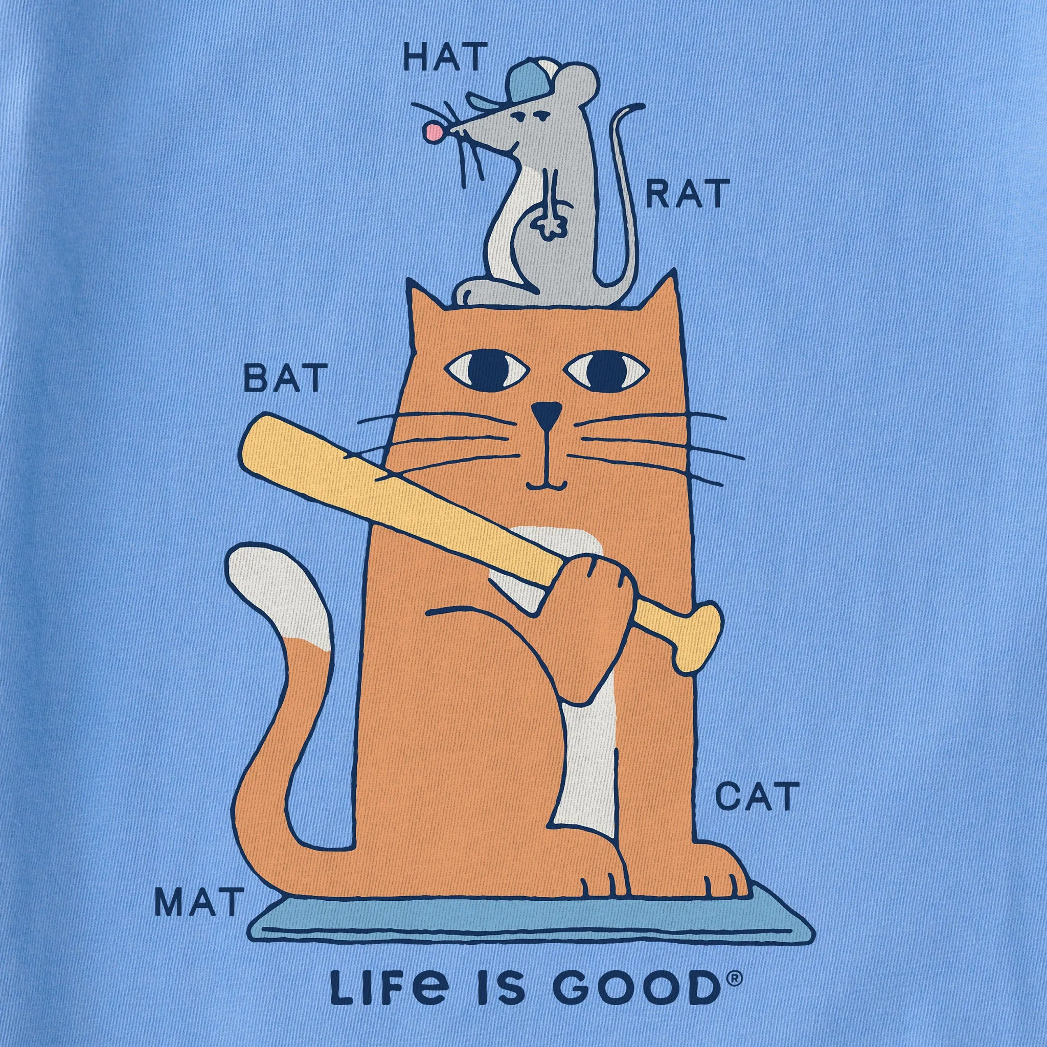 Kids Cat and Rat on a Mat Short Sleeve Crusher Tee Life is Good