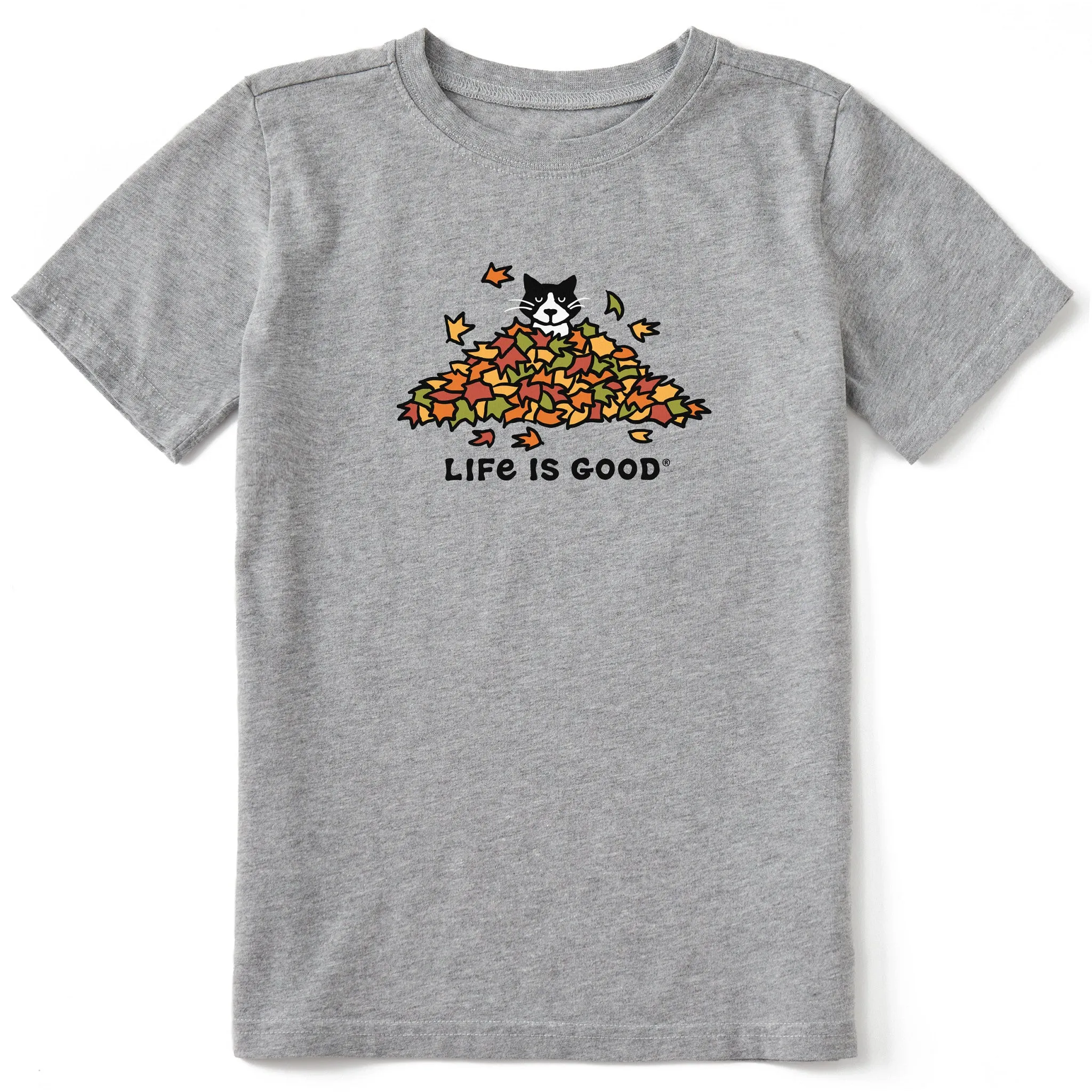 Kids Cat Gets Up and Leaves Short Sleeve Crusher Tee Life is Good