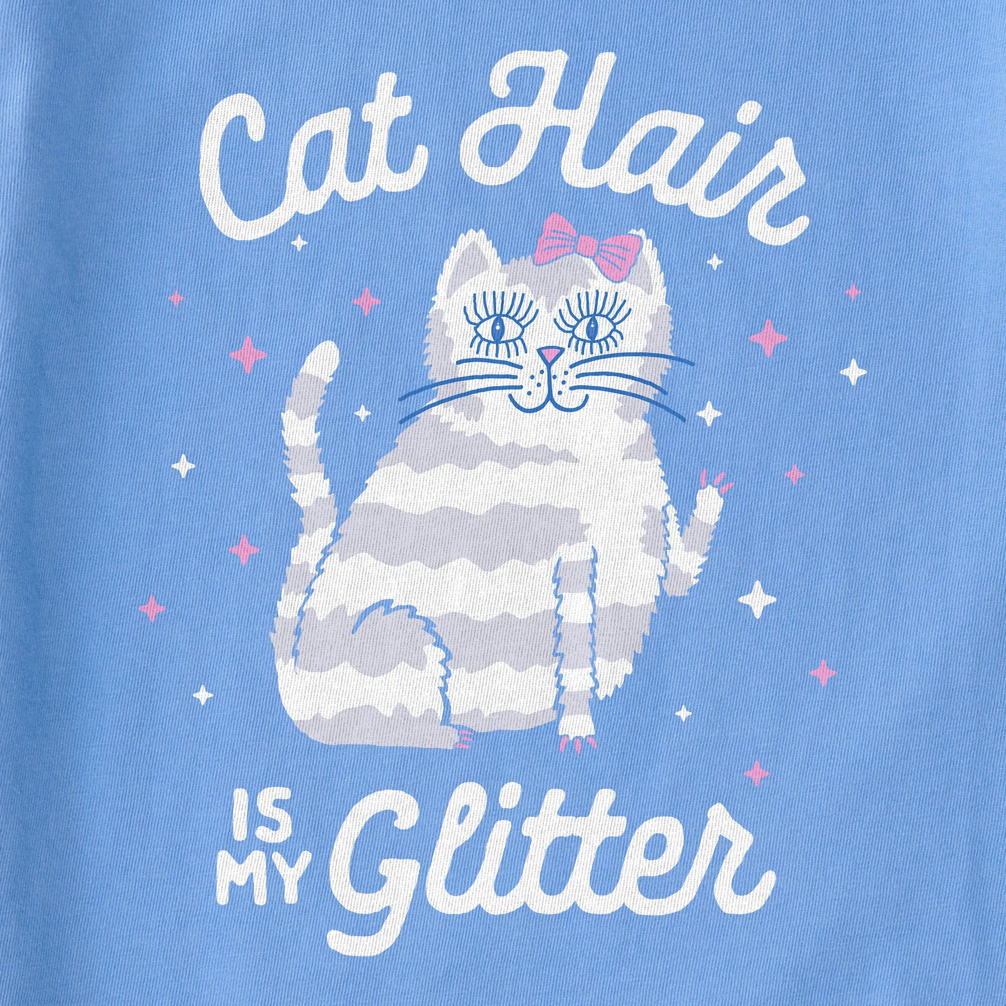 Kids Cat Hair is My Glitter Short Sleeve Crusher Tee Life is Good
