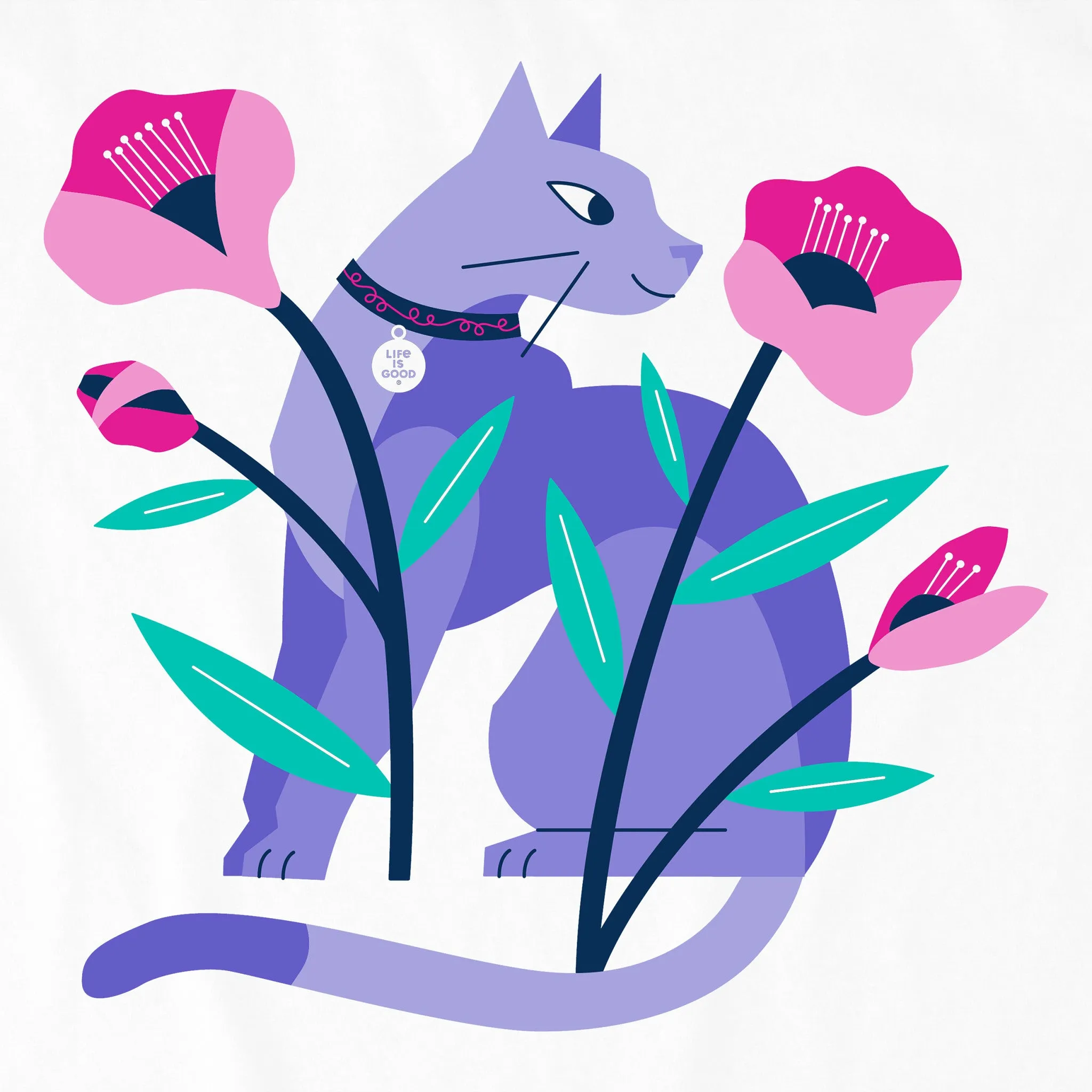 Kids Cat in the Flowers Short Sleeve Crusher Tee Life is Good