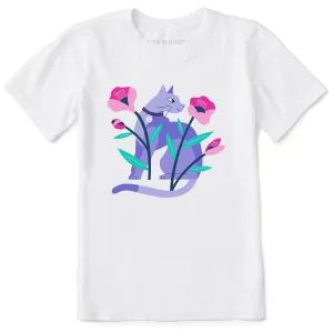 Kids Cat in the Flowers Short Sleeve Crusher Tee Life is Good
