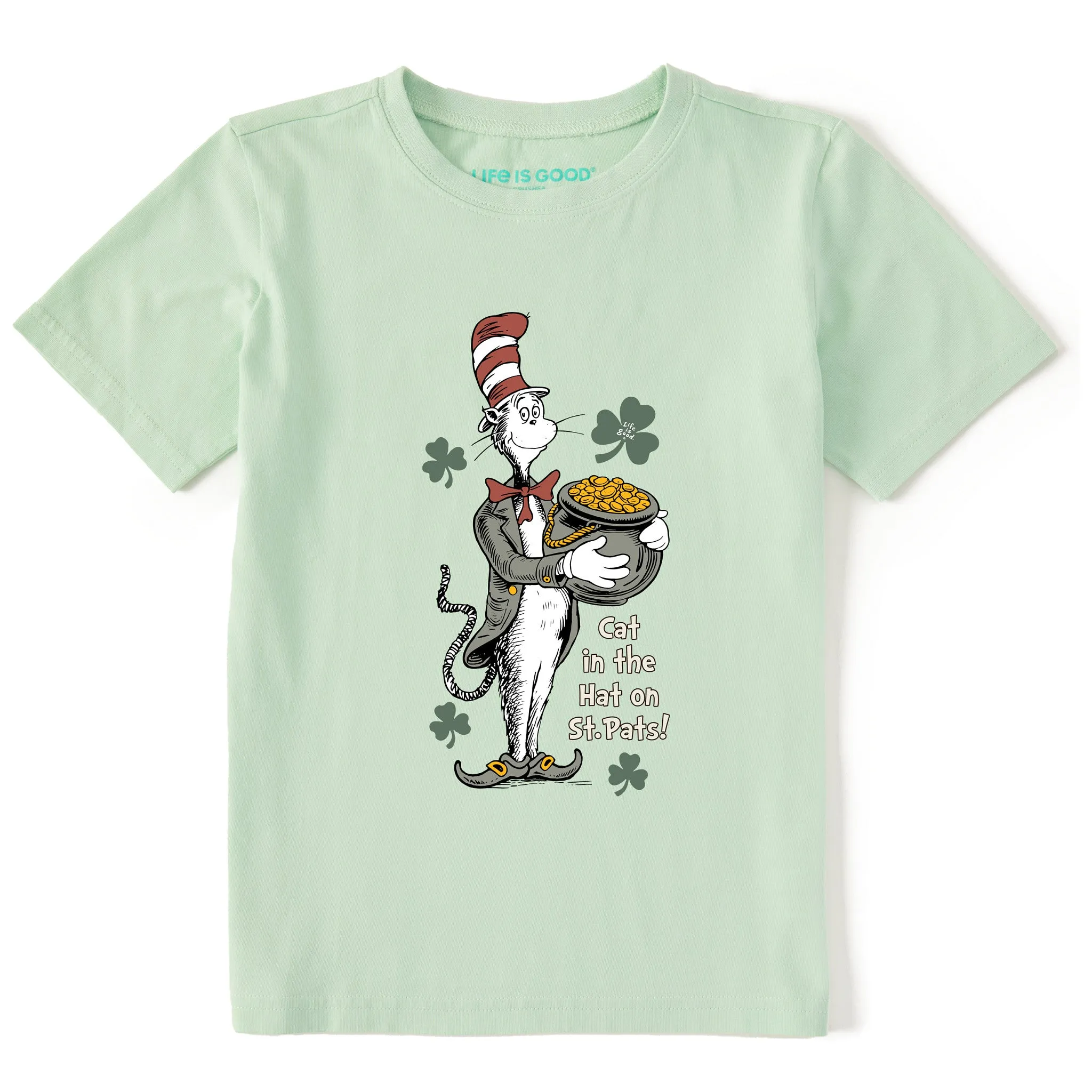 Kids Cat in the Hat on St. Pat's Short Sleeve Crusher Tee Life is Good