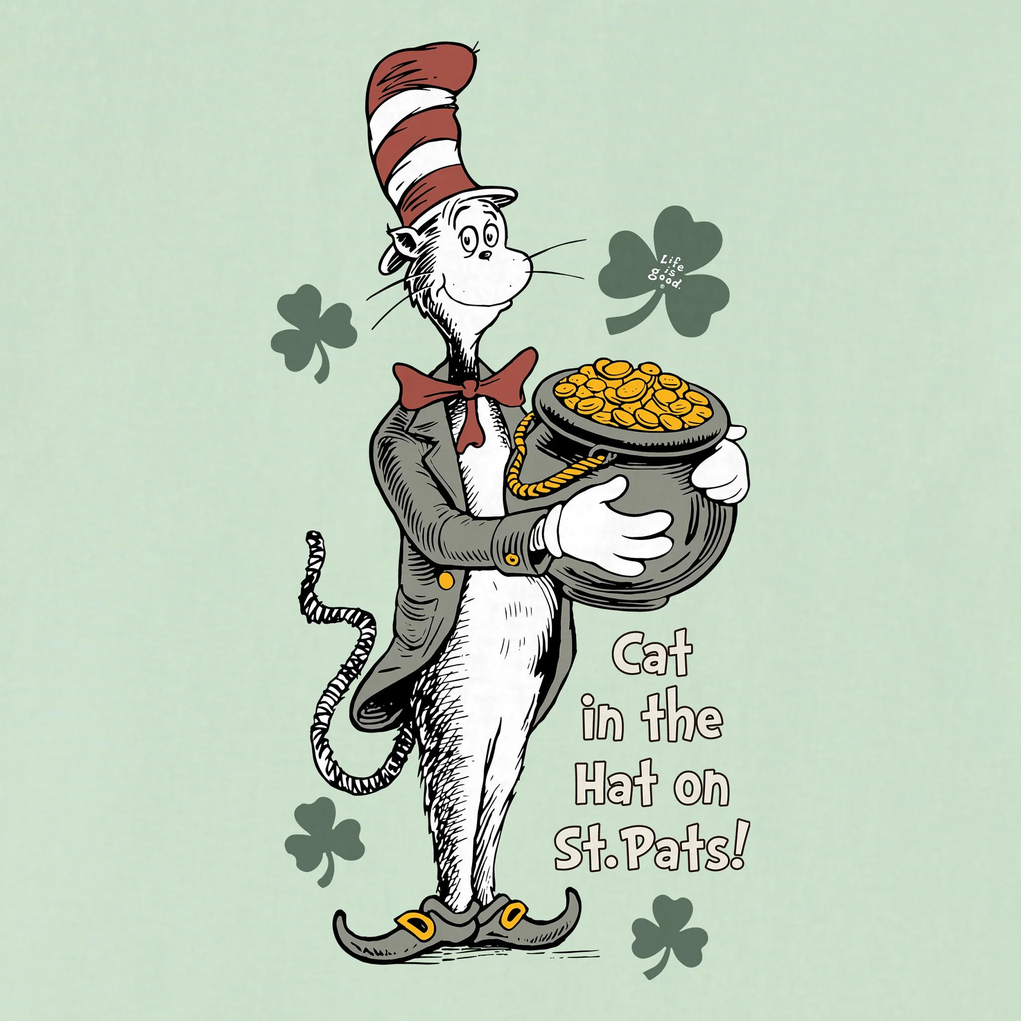 Kids Cat in the Hat on St. Pat's Short Sleeve Crusher Tee Life is Good