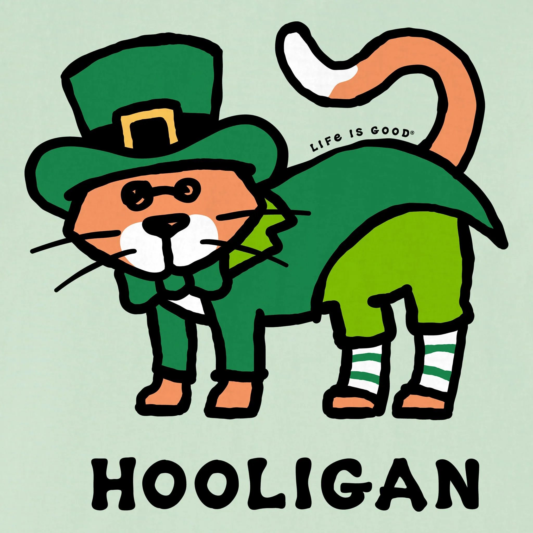 Kids Cat Lucky Leprechaun Short Sleeve Crusher Tee Life is Good