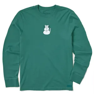 Kids Cat Snowman Long Sleeve Crusher Tee Life is Good