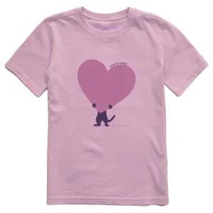 Kids Cat with Heart Short Sleeve Crusher Tee Life is Good