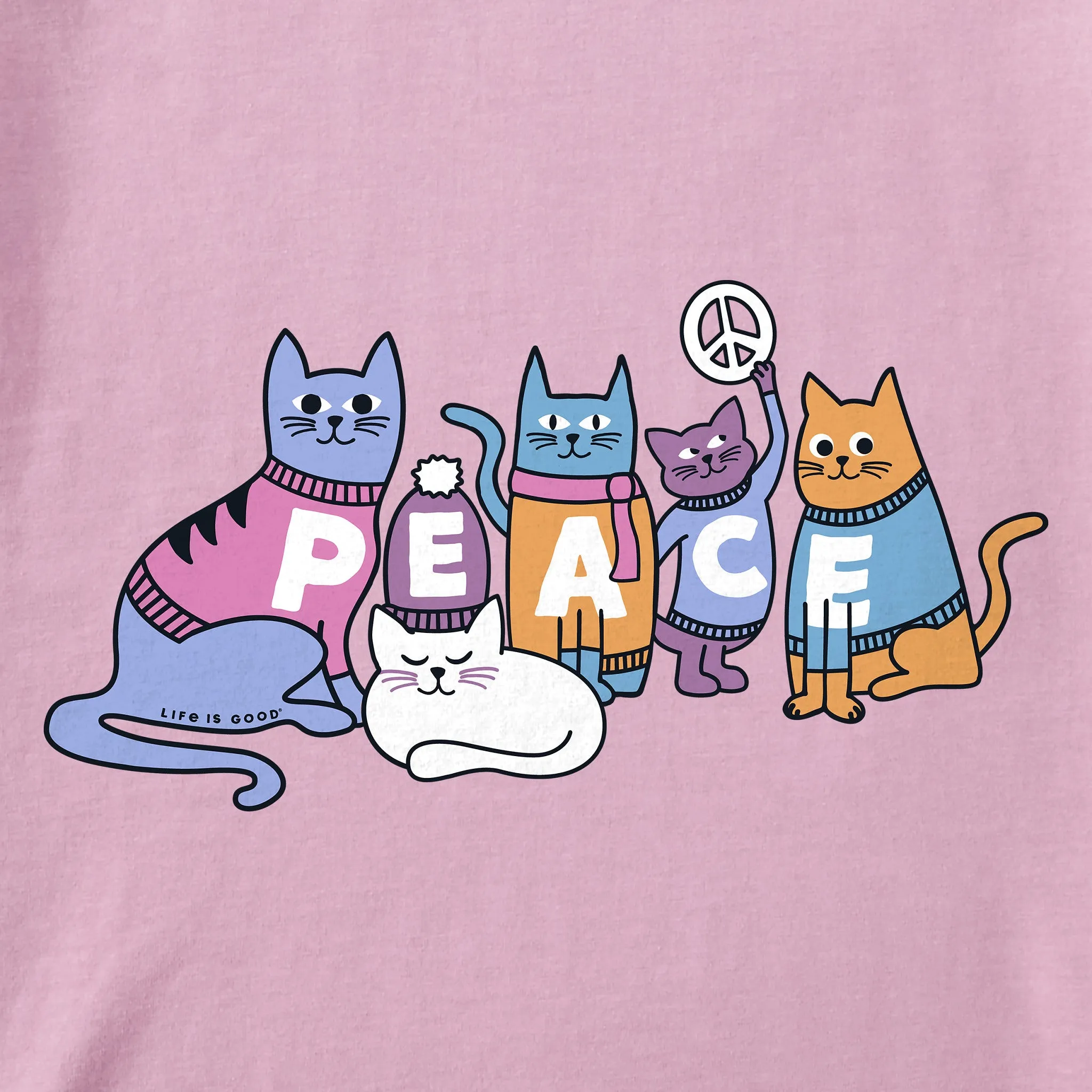 Kids Cats for Peace Short Sleeve Crusher Tee Life is Good