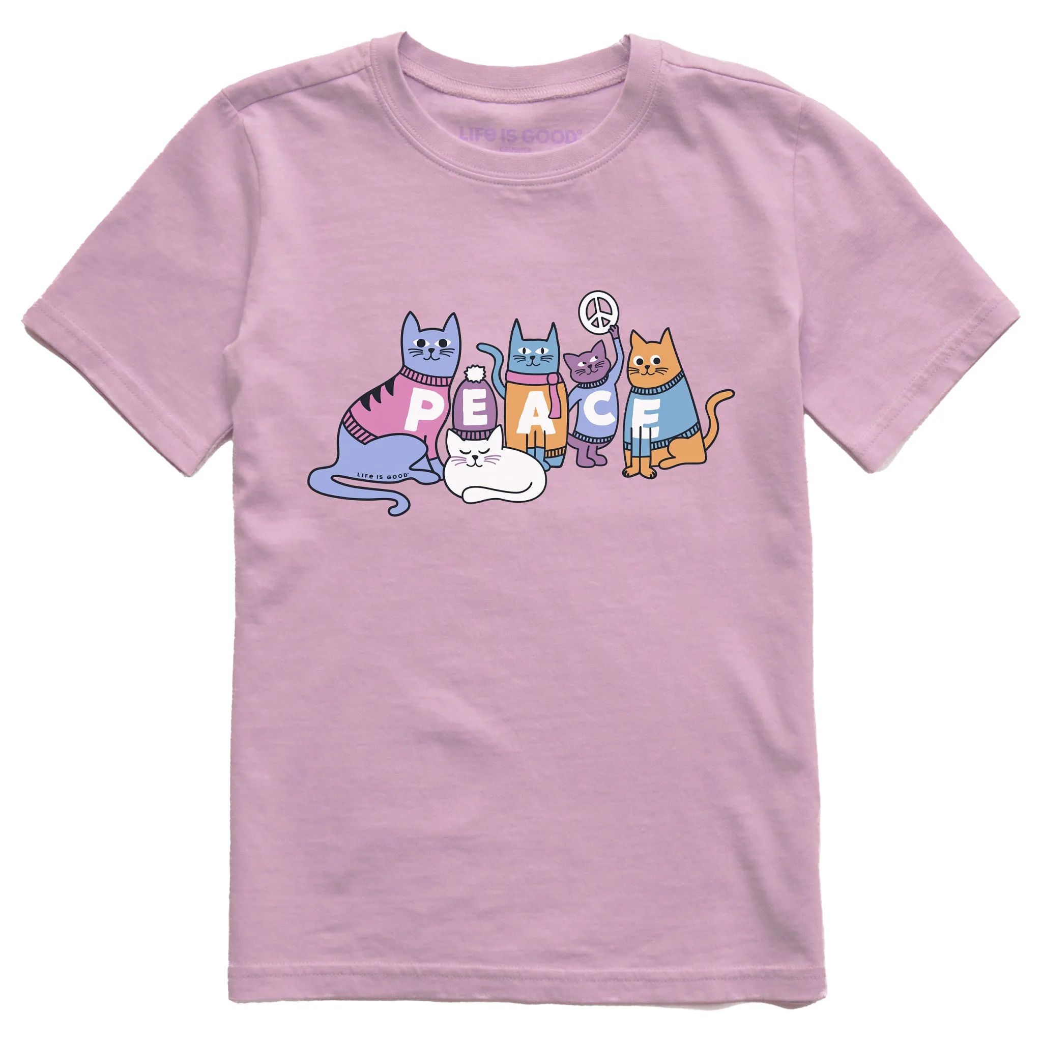 Kids Cats for Peace Short Sleeve Crusher Tee Life is Good