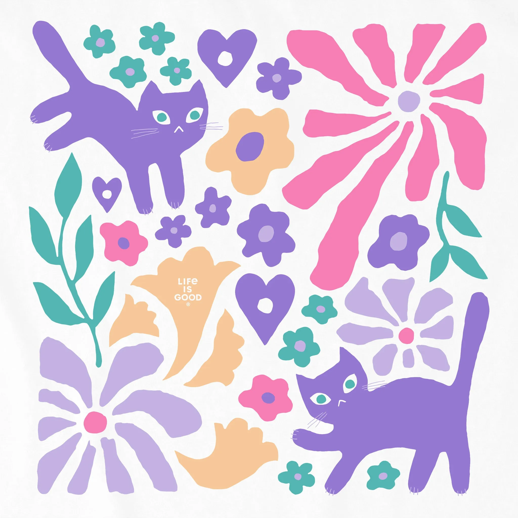 Kids Cats in Flower Field Short Sleeve Crusher Tee Life is Good