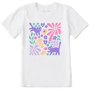 Kids Cats in Flower Field Short Sleeve Crusher Tee Life is Good