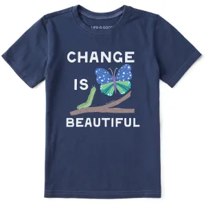 Kids Change is Beautiful Butterfly Short Sleeve Crusher Tee Life is Good