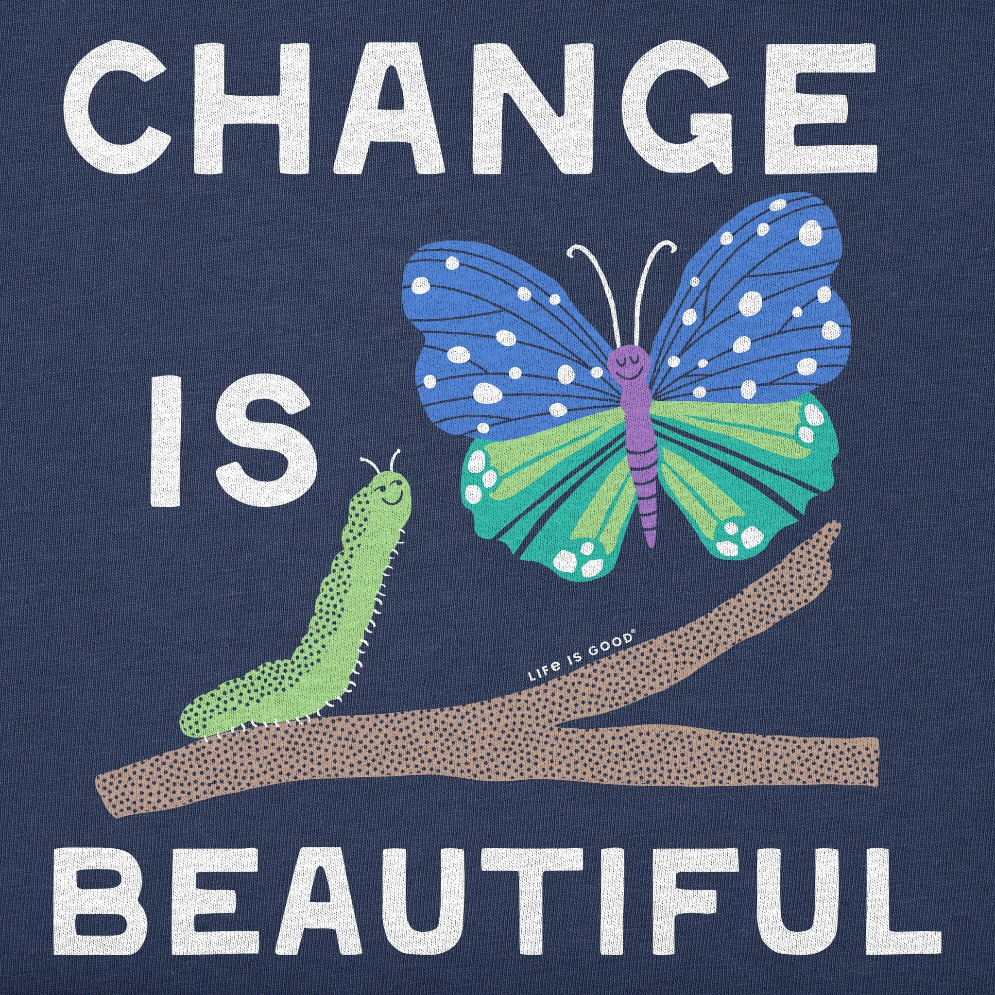 Kids Change is Beautiful Butterfly Short Sleeve Crusher Tee Life is Good