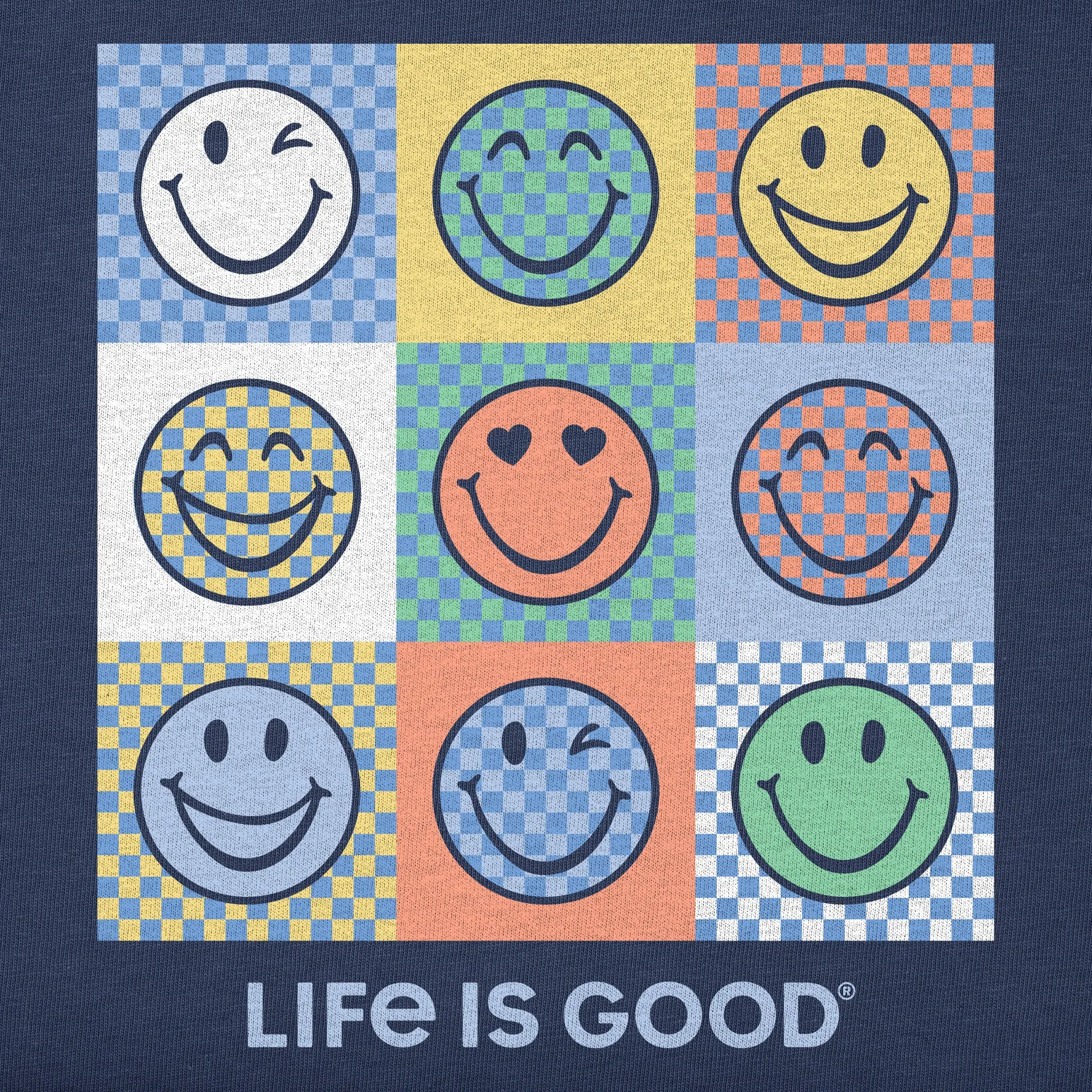 Kids Checker Smiles Short Sleeve Crusher Tee Life is Good