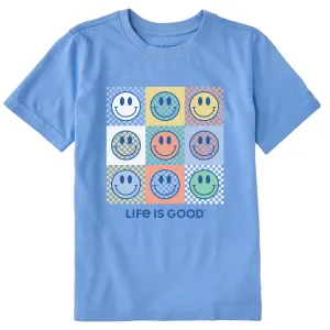 Kids Checkerboard Smilies Short Sleeve Crusher Tee Life is Good