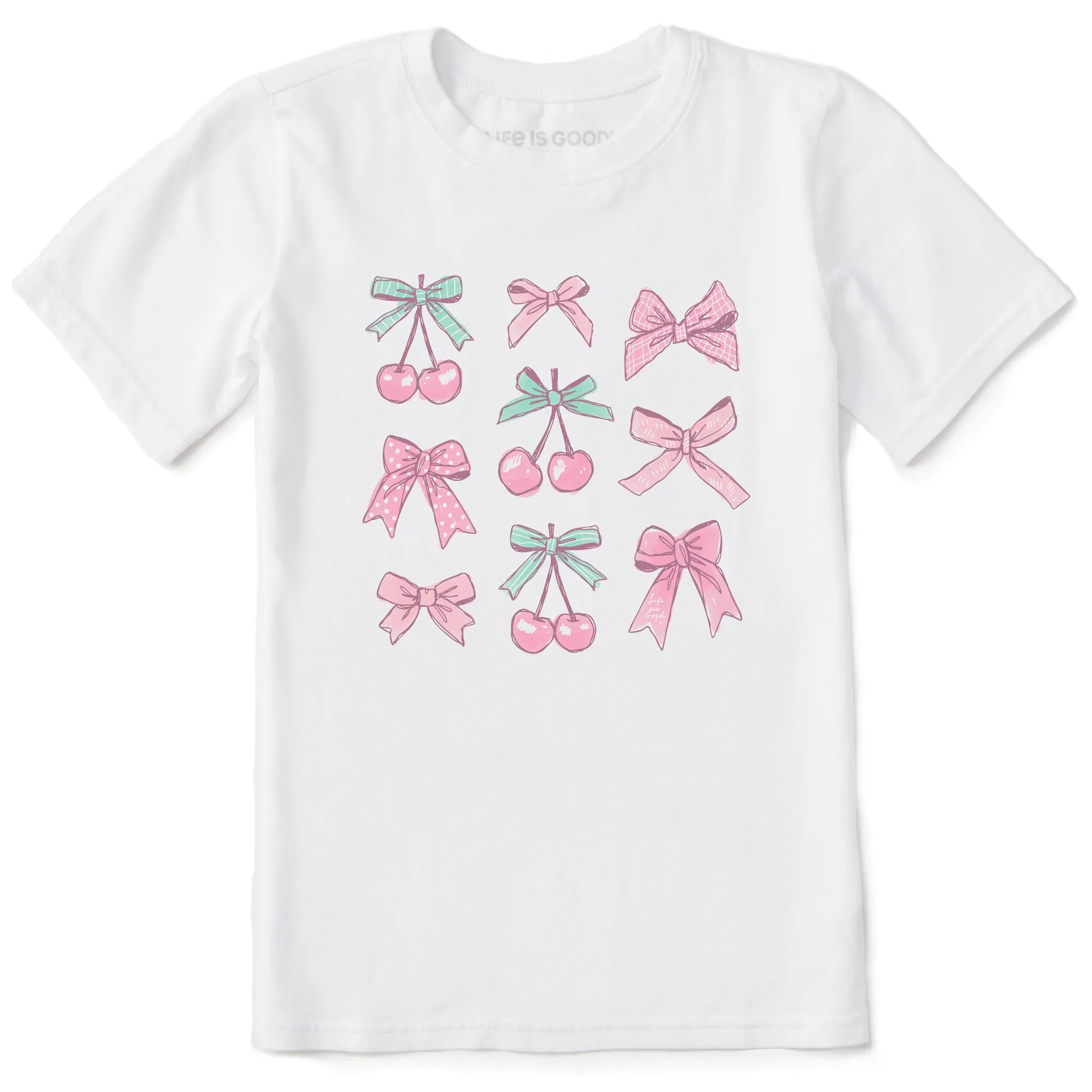 Kids Cherries and Ribbons Short Sleeve Crusher Tee Life is Good