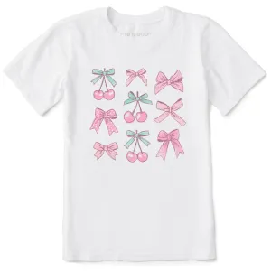 Kids Cherries and Ribbons Short Sleeve Crusher Tee Life is Good