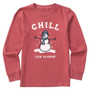 Kids Chill Snowman Long Sleeve Crusher Tee Life is Good