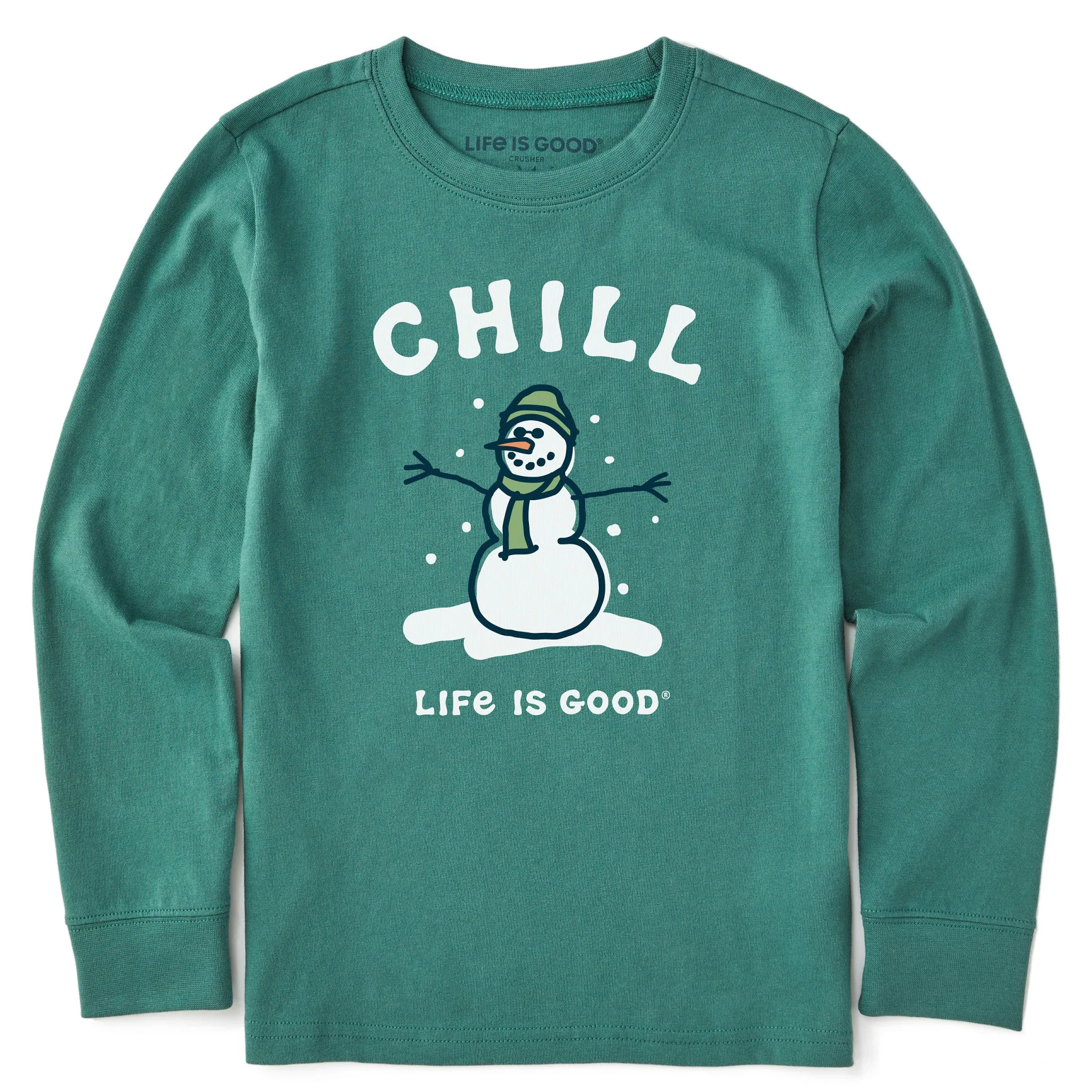 Kids Chill Snowman Long Sleeve Crusher Tee Life is Good