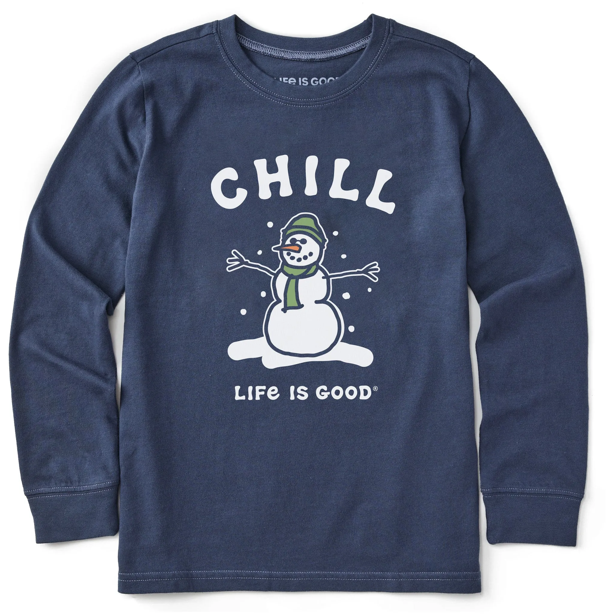 Kids Chill Snowman Long Sleeve Crusher Tee Life is Good