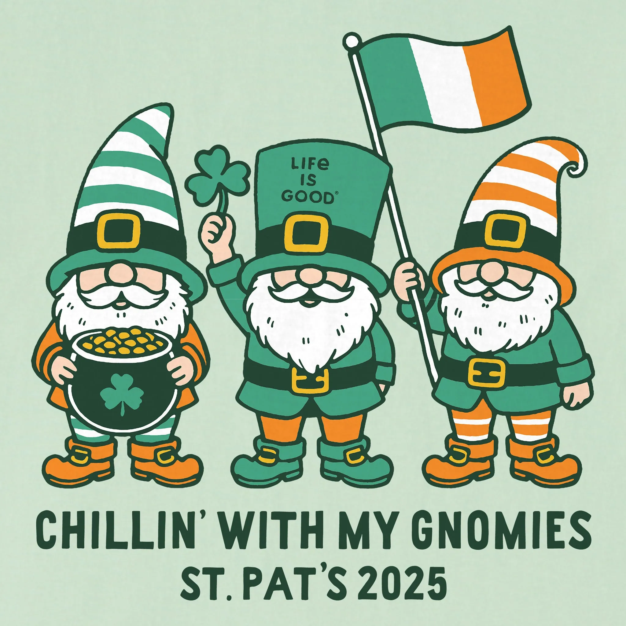 Kids Chillin With My St Pats Gnomies 2025 Short Sleeve Crusher Tee Life is Good