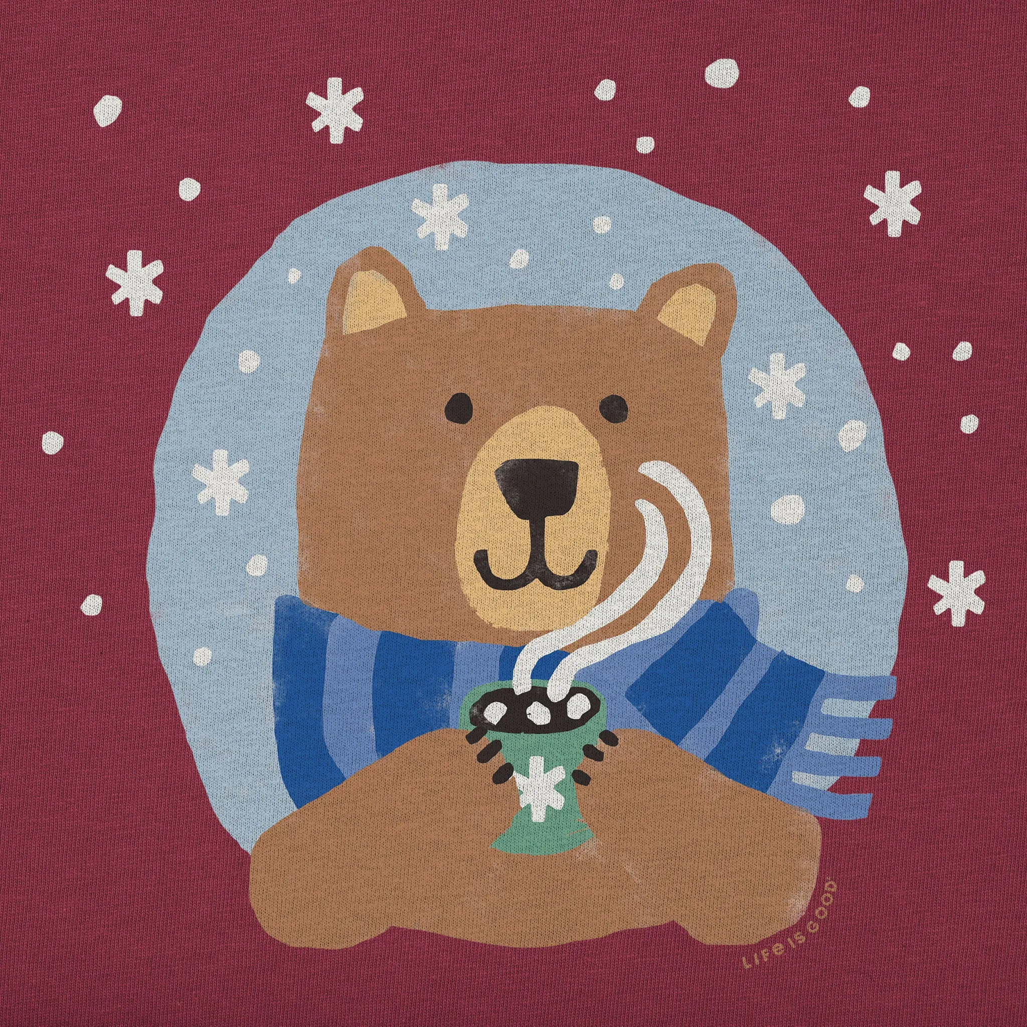 Kids Cocoa Bear Long Sleeve Crusher Tee Life is Good