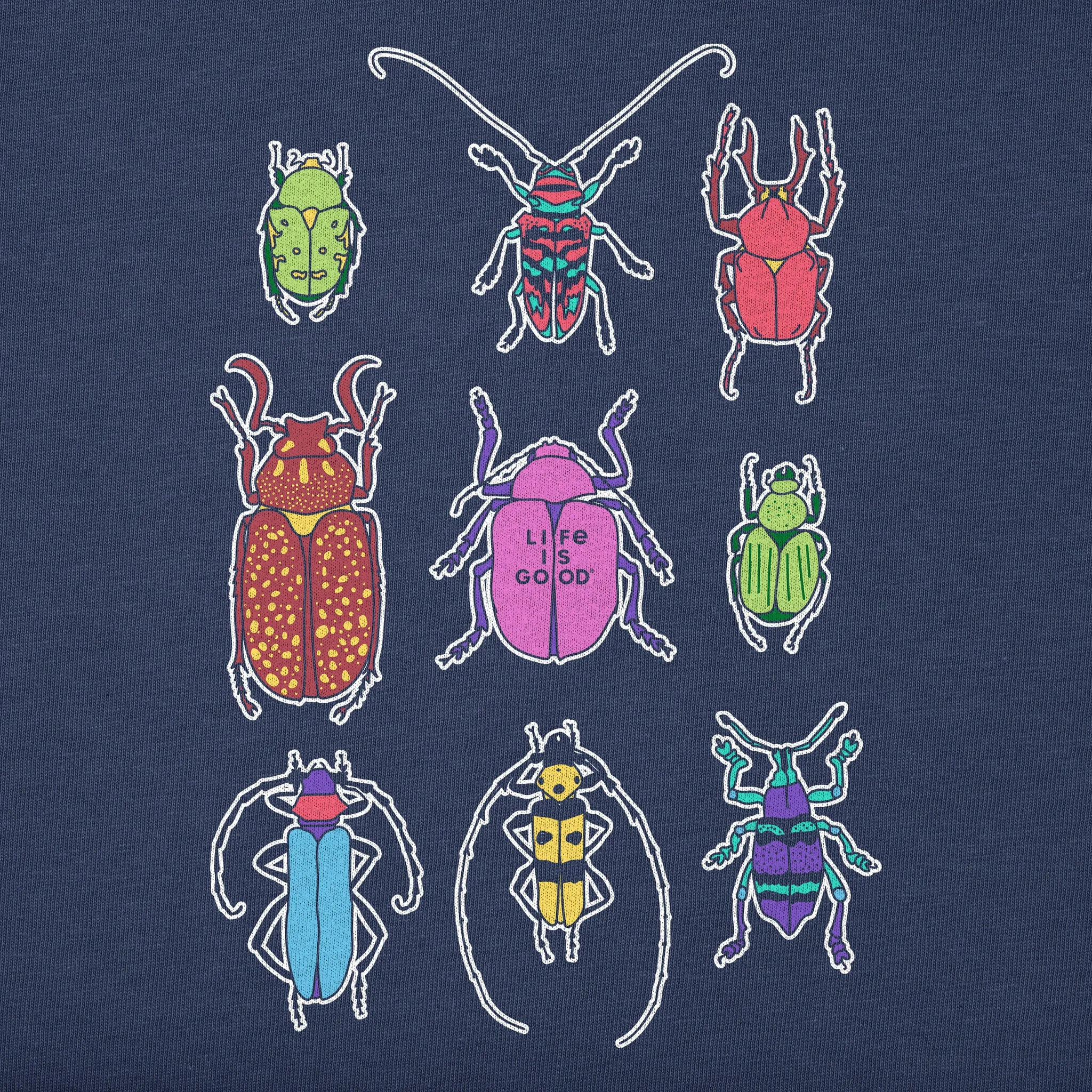 Kids Cool Bug Grid Long Sleeve Crusher Tee Life is Good
