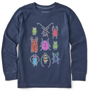 Kids Cool Bug Grid Long Sleeve Crusher Tee Life is Good