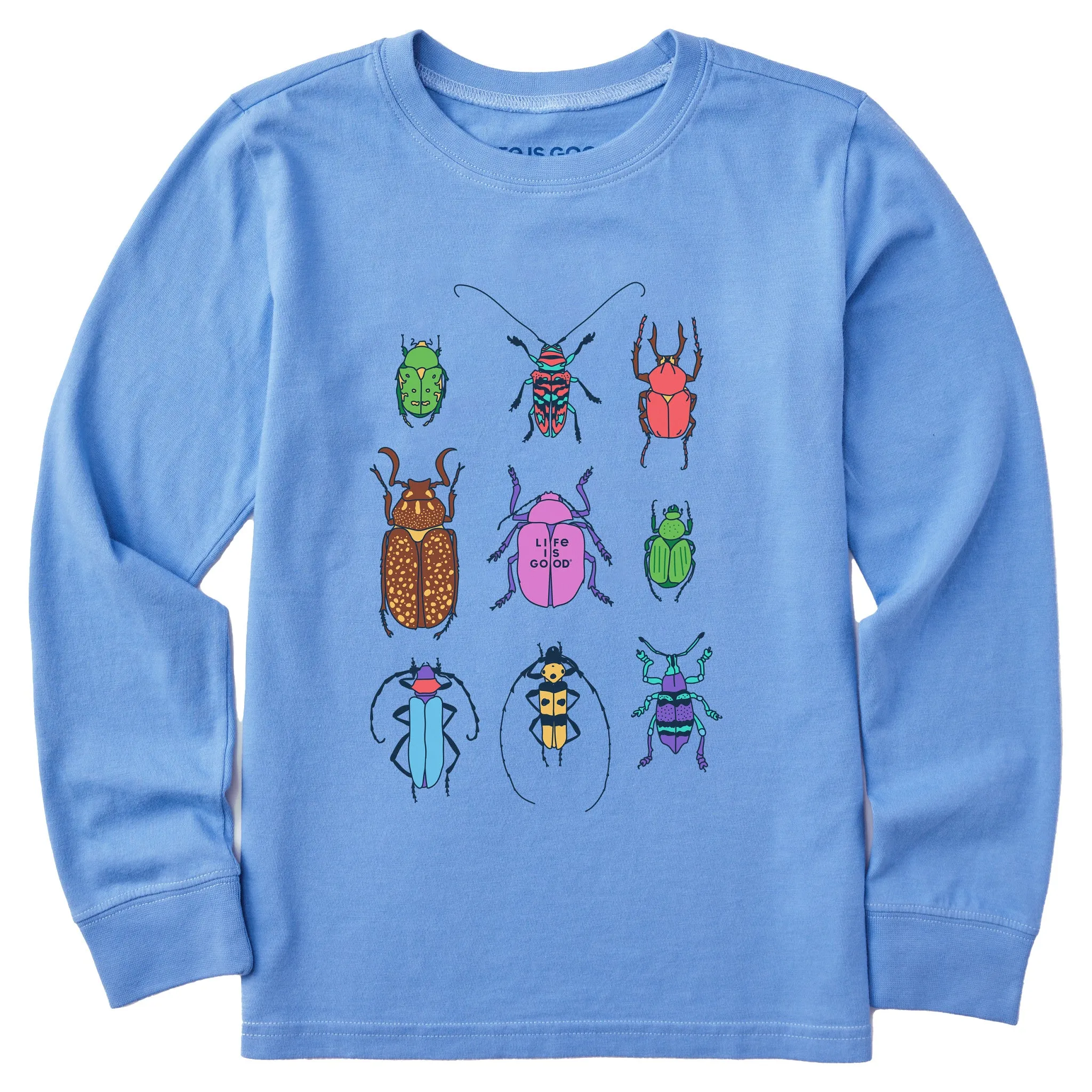 Kids Cool Bug Grid Long Sleeve Crusher Tee Life is Good